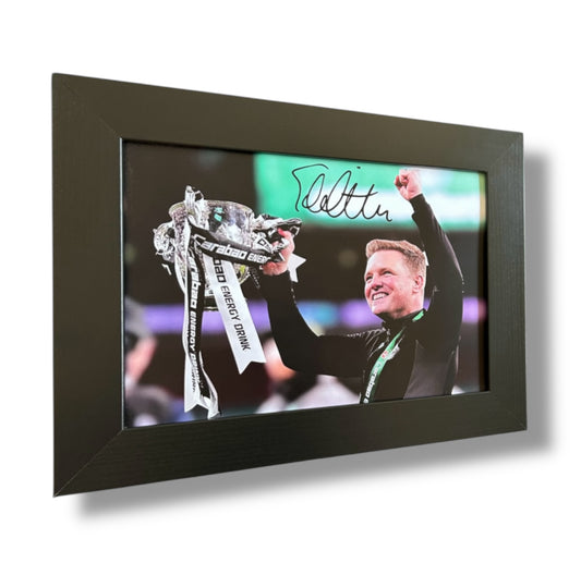 NUFC Eddie Howe A4 framed print 24/25 Carabao cup winner