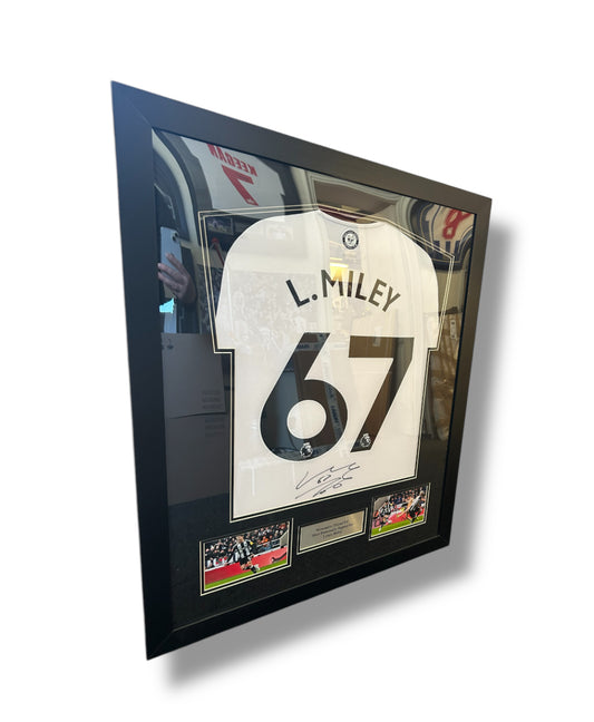 Newcastle United FC Home Shirt 2024-2025 Framed Signed By Lewis Miley
