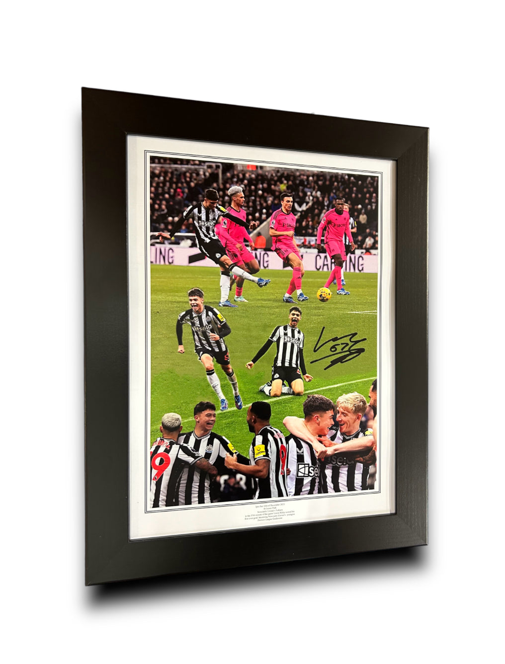 Lewis MiIey First Goal Montage Newcastle United v Fulham personally signed with photo proof.