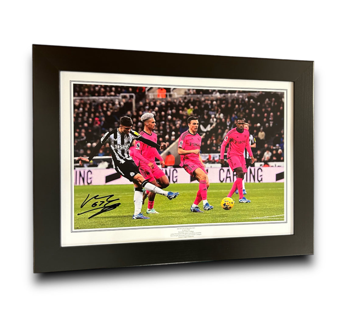 Lewis Miley First Goal Newcastle United v Fulham personally signed with photo proof.