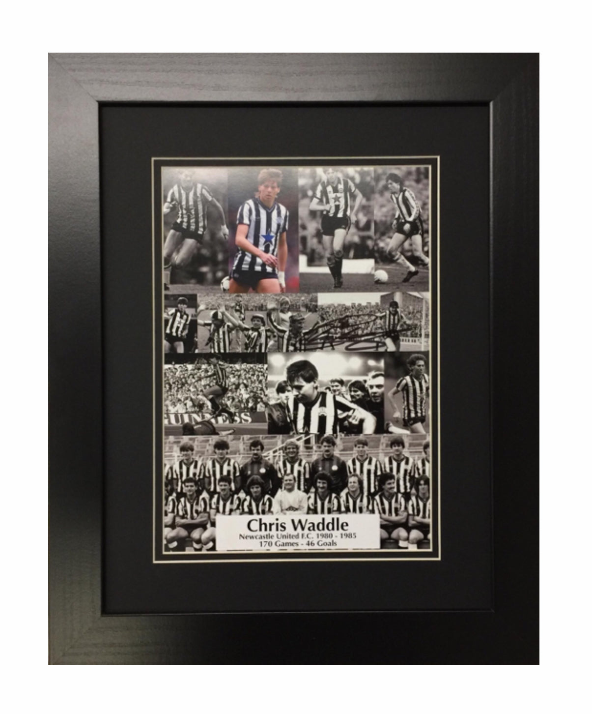 Chris Waddle Signed Newcastle United FC Montage