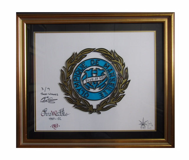 Chris Waddle Olympique de Marseille Signed Crest Lead Work