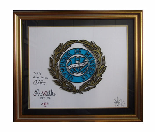 Chris Waddle Olympique de Marseille Signed Crest Lead Work