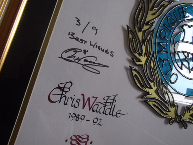Chris Waddle Olympique de Marseille Signed Crest Lead Work