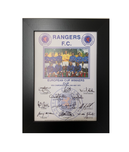 Rangers FC 1972 European Cup Winners Cup A4 Framed Print