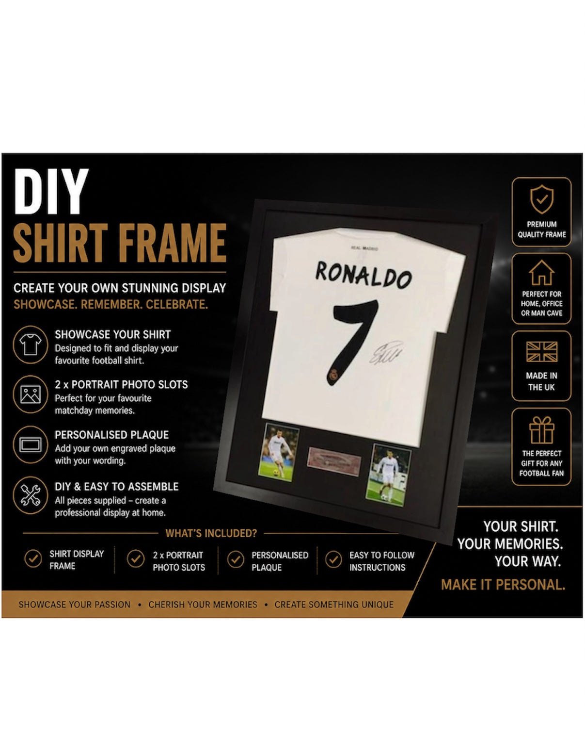 a T-Shirt style DIY Frame - Portrait photo cutouts with plaque
