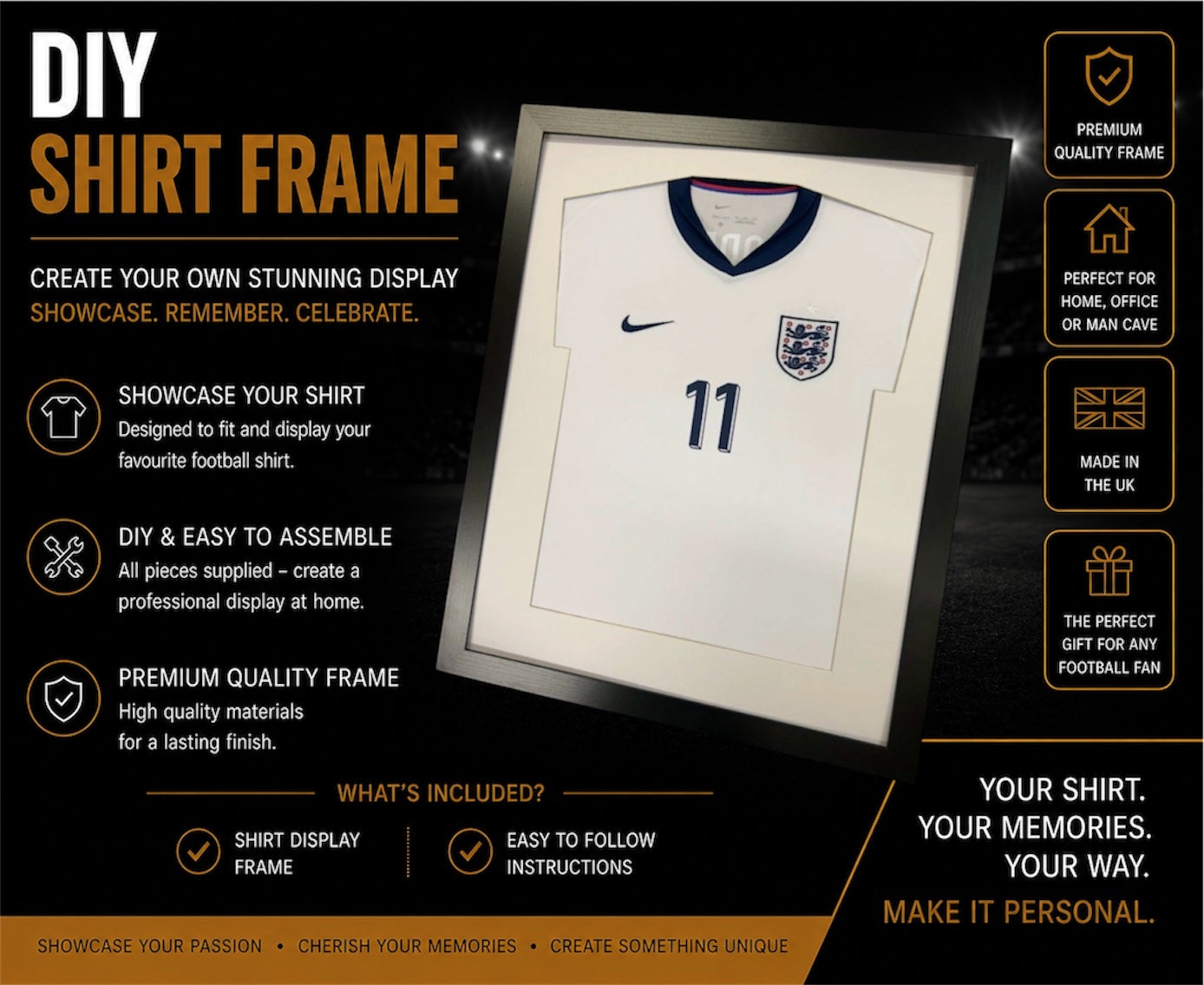 FRAME FOR SHIRT BLACK FRAME WHITE BOARDER