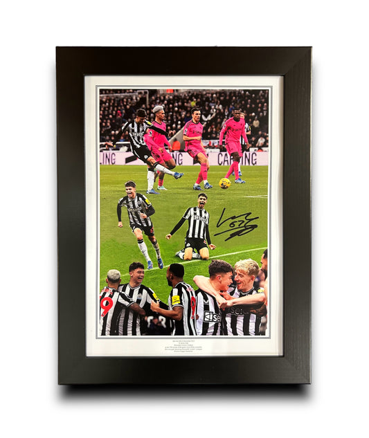 Lewis MiIey First Goal Montage Newcastle United v Fulham personally signed with photo proof.