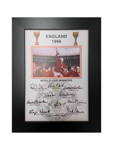 England 1966 World Cup Winners A4 Framed Print (signatures are pre-print)